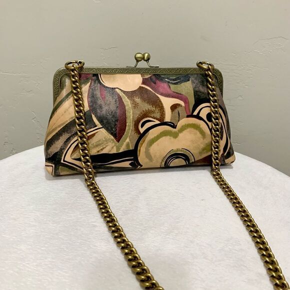 Abstract Print Cowhide Handmade Vintage Style Kisslock Clutch Bag, Crossbody - Picture 6 of 16